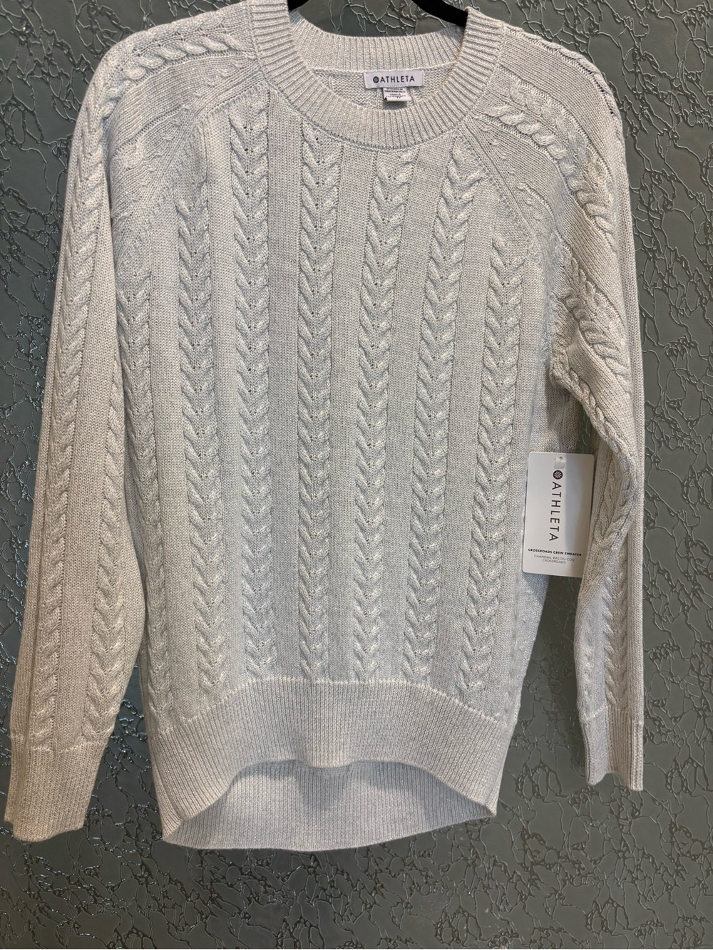Athleta Cream Cable Crewneck Sweater